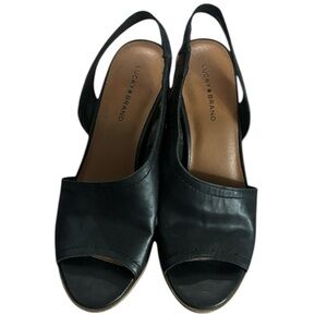Lucky Brand Women's Black Slingback Heel Sandals